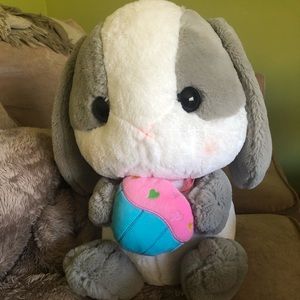 Adorable Bunny Plush Holding a Cupcake